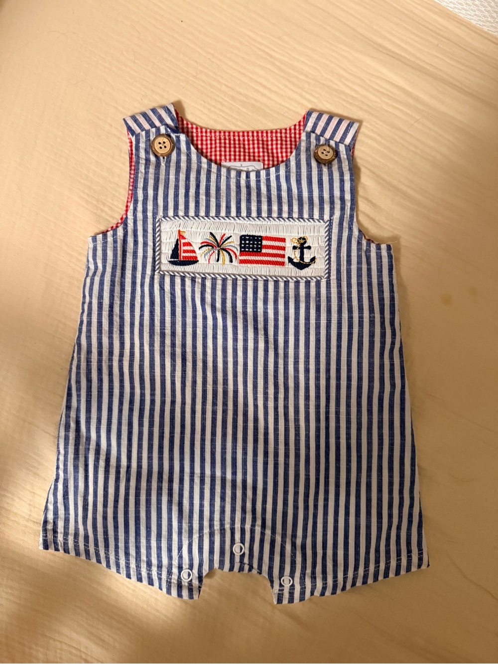 Mud Pie Blue & White Striped Nautical Baby Romper